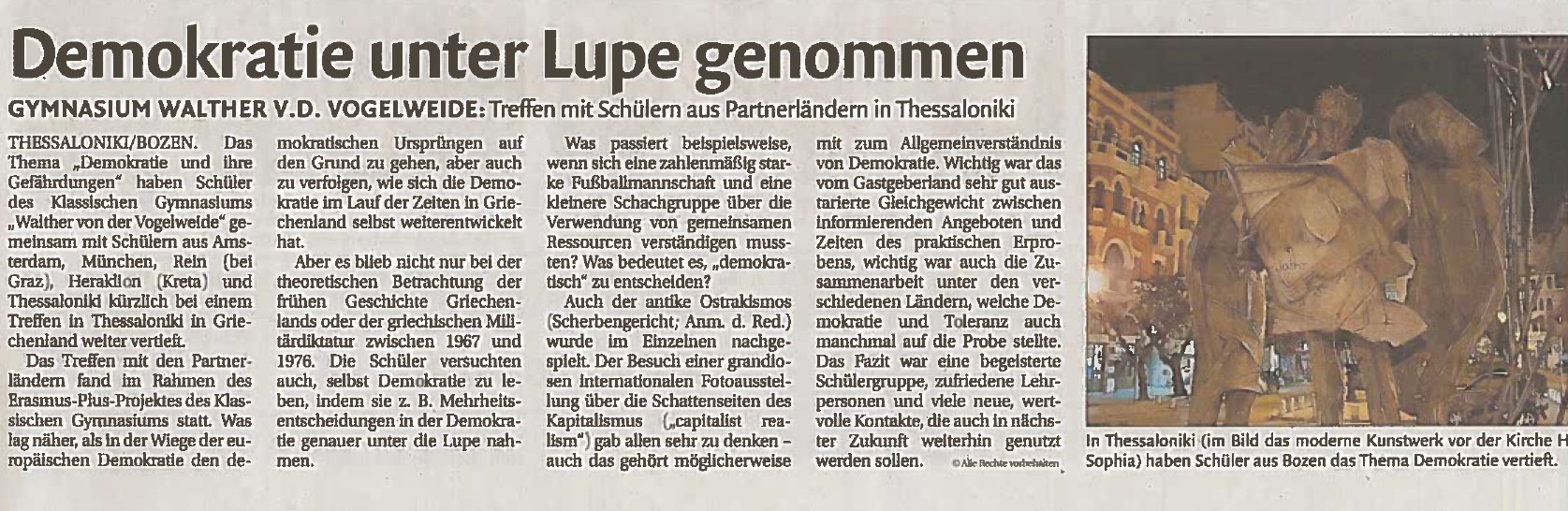 Presseartikel Dolomiten 25.02.2019